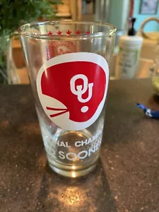 OKLAHOMA SOONERS 1975 NATIONAL FOOTBALL CHAMPIONS GLASS Switzer OU Sooners - Picture 1 of 7