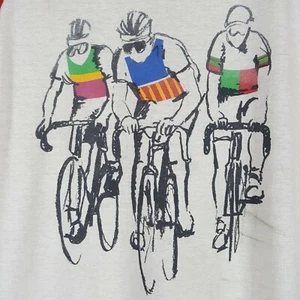 Vtg 70s Road Bike Race Raglan Baseball T-Shirt L Cycling 3/4 Sleeve 50/50 Grunge - Picture 1 of 12