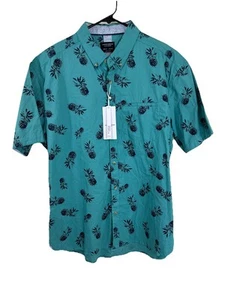 Sunrise Kingdom Size XL SS Button Down Slim Fit Pineapples Sea Foam NWT - Picture 1 of 12
