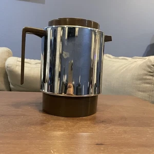 MCM VTG 1970s Lulu Himalaya Housewares Brown & Chrome Insulated Carafe Korea - Picture 1 of 12