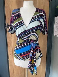 Monsoon Women's Multicoloured Striped Top Size 10 - Picture 1 of 6