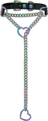 Collar Gargantilla Corazón Negro Hecho a Mano para Mujer, Punk Gótico O-Ring Slip Cadena Cuello Foto 1 de 4