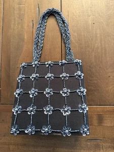 Sasha Beaded Evening Bag. Beautiful Flower Design With The Beads 2 Straps - Picture 1 of 10