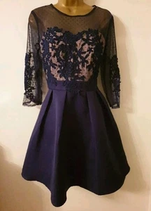 Womens Dress Size 12 Wedding Occasion Formal Party Evening Cocktail Nwt New Navy - Picture 1 of 9