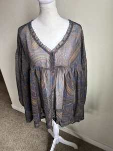 RALPH LAUREN DENIM SUPPLY PAISLEY BAUER TOP BLUSE Damen Gr. Large transparent Boho - Bild 1 von 13