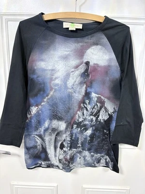 Top estampado de lobo Stella McCartney, azul marino, talla IT42 excelente estado Foto 1 de 4