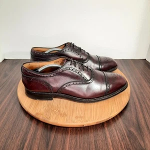 ALDEN 908 Hombres 8 Zapatos Borgoña Piel de becerro Cuero Medallón Punta Perf Oxford $690 - Imagen 1 de 13