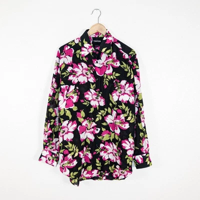 Camisa Tom Ford $850 Estampado Floral Abotonada en Negro Blanco Rosa Talla 42 Foto 1 de 4