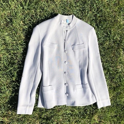 Chaqueta tejida vintage años 90 Giorgio Armani, azul-gris Foto 1 de 4
