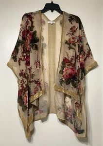 Woven Heart Damen Top One Size Limited Sheer Burnt Velvet Kimono Cardigan Boho - Bild 1 von 11
