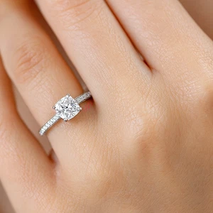 Anillo de boda de platino cojín diamante 1,16 quilates certificado IGI laboratorio cultivado PT950 - Imagen 1 de 13
