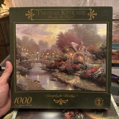 NEW Ceaco Thomas Kinkade "Lamplight Bridge" 1000 Piece Jigsaw Puzzle #3310-10 - Image 1 of 4
