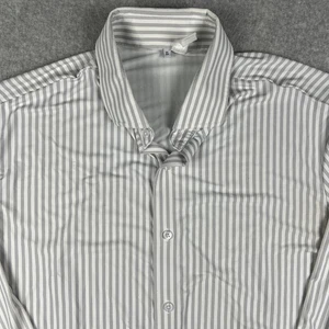 State & Liberty Stretch Long Sleeve Button Shirt XL Mens Grey White Striped - Picture 1 of 8