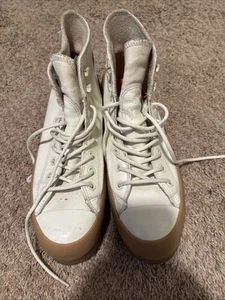 White Leather All Star Converse M9.5 W11.5 High Top Counter Climate Lugged - Picture 1 of 14