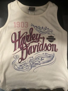 Harley Davidson Youth Girls Small Tank Top Shirt Pink Glitter 6/6x - Picture 1 of 5