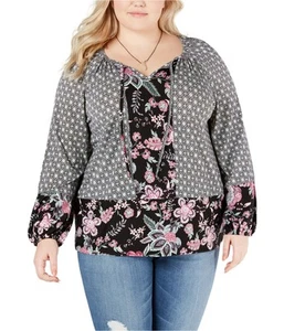 Style & Co. Womens Mixed Print Peasant Blouse - Picture 1 of 4