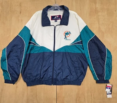 Vintage Pro Player Miami Dolphins Windbreaker Jacket Lightweight Full Zip  XL - Image 1 of 4