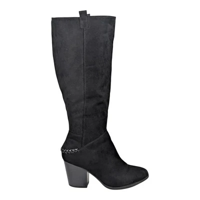 Botas hasta la rodilla de gamuza sintética negras ANA Lendy con detalle trenzado talla 7,5 Foto 1 de 4