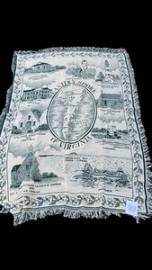 NOS Woven Tapestry Throw Blanket Green Ivory Virginia USA Historical Landmarks - Picture 1 of 9