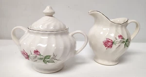 Juego de crema y azucarero vintage Scio Dorset cerámica rosa tallo rosa en muy buena condición - Imagen 1 de 7