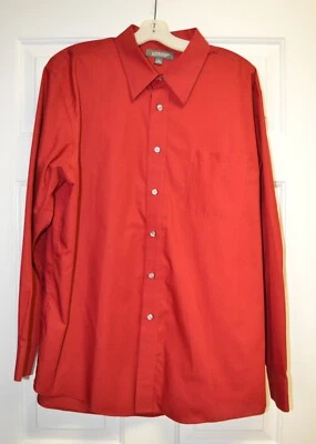 Camisa de vestir Croft & Barrow para hombre manga larga en rojo talla 18 34 Foto 1 de 4