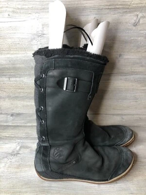 Cushe Manuka Fawn Waterproof Boot Womens 9 Black Winter Snow Lined Tall Side Zip - Image 1 of 4