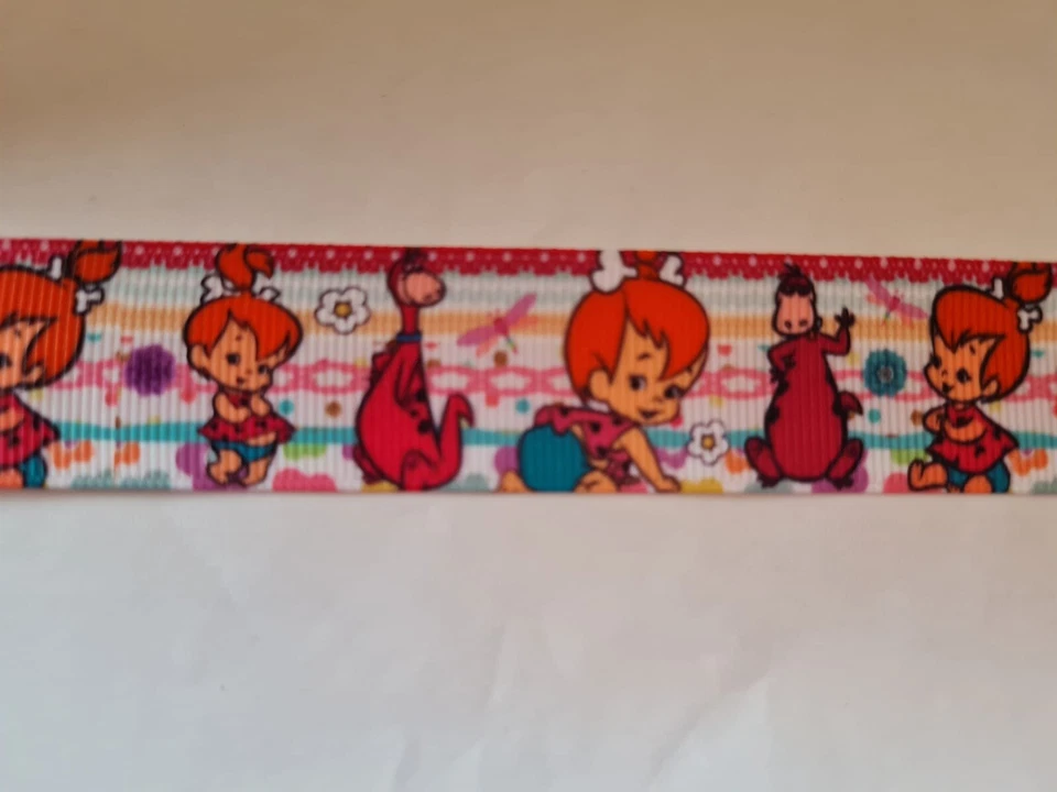 2 meters of Flintstones Pebbles and Bambam print grosgrain ribbon 1" wide - Image 1 of 1