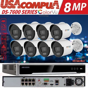 Hikvision 4K 8CH 8POE NVR 4MP ColorVu Security IP Camera DS-2CD1047G2-LUF Lot US - Picture 1 of 23