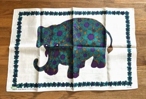 MCM Elephant Tea Towel Irish Linen Link-Hampson 60's Elly Robinson Unused - Picture 1 of 6