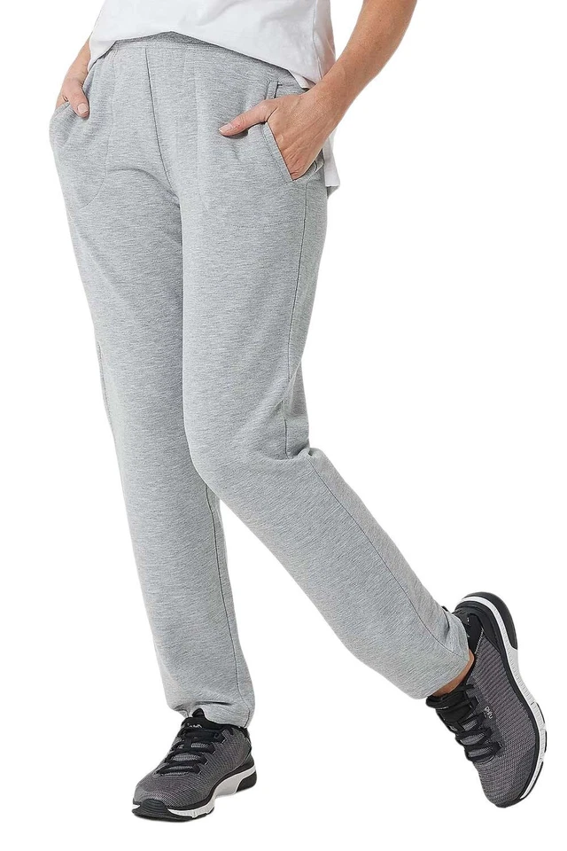 Denim & Co. Pantalón Jersey Active Cepillado Espalda con Bolsillos Gris Foto 1 de 1