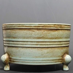 7.4"Ancient times song dynasty porcelain guan kiln marked cyan three feet pot - Picture 1 of 9