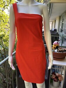 KOOKAI One Shoulder Orange Bodycon Dress Size 2 (12) NWT