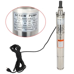 1" 1Hp 220V/60Hz Screw Pump Submersible Water Deep Well Pump Stainless Steel - Picture 1 of 6