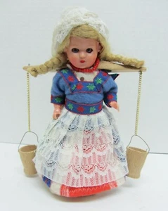 Vintage 1960's Dutch Holland Souvenir Doll Hauling Water Opens & Closes Eyes 7" - Picture 1 of 10