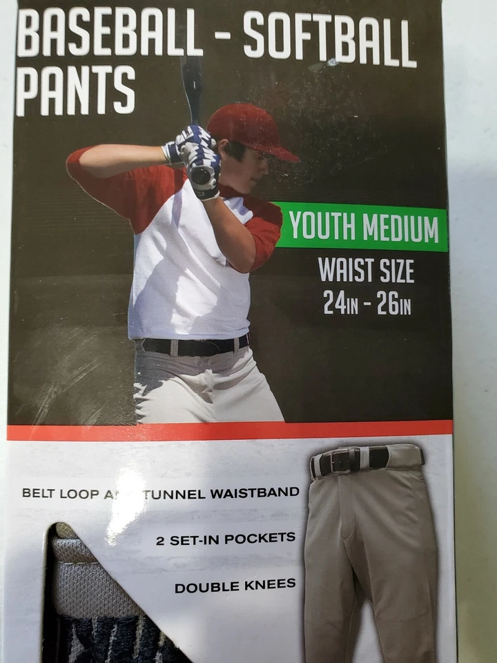 Franklin Sports Deluxe Baseball Softball Pants Youth Medium Grey W 24 26