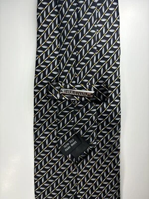 Corbata geométrica 100 % seda platino blanco y negro Bernini Foto 1 de 4