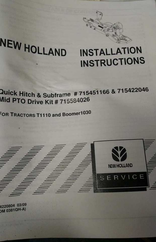 Ford Holland Boomer T1110 1030 Male Quick Hitch Subframe 715422046