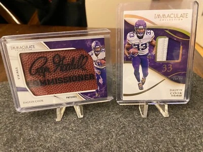 Dalvin Cook 2020 Immaculate Football Patches  SSP 13/15 & 21/33 patch 2 color - Image 1 of 4