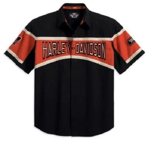 CAMISA HARLEY-DAVIDSON MOTOCICLETAS CARRERAS HOMBRE PEQUEÑA NEGRA MANGA CORTA, ¡NUEVA! - Imagen 1 de 6