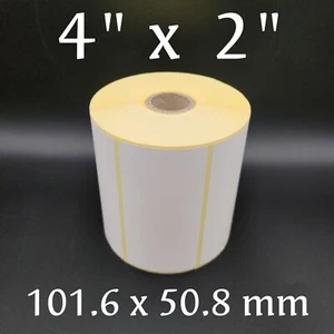 1000 Labels Roll 4"x2" Plain Vellum Perm Thermal Transfer Rectangle 101.6 x 50.8 - Picture 1 of 5