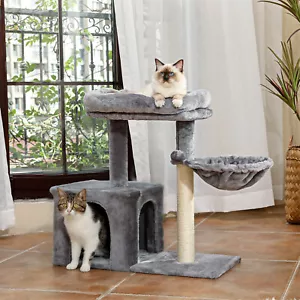 Kratzbaum Klein Katzenbaum Katzenkratzbaum Sisal mit Katzenhaus Hängematte 70 cm - Bild 1 von 12