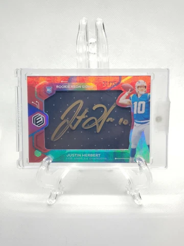 Justin Herbert Rare GOLD signed Elements Rookie Neon Signs RPA /25 SSP ROY Cover