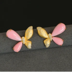 925 sterling silver 21x25 mm natural pink conch pearl earrings - Picture 1 of 10