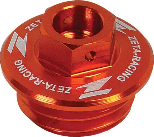 ZETA Anodized Aluminum Orange Oil Filler Plug For KTM 65-300 2-ST, 250-690 4-ST - Image 1 of 1
