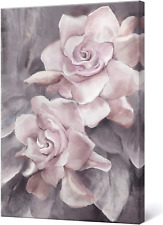 Pink Grey Wall Art Rose Flower Floral Pictures Flowers Canvas Painting Blush Gra