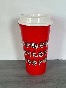 Starbucks 2013 16oz Reusable Plastic Cups Red Christmas & Holiday 1 Lid Travel - Picture 1 of 5