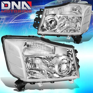 FOR 2004-2015 NISSAN TITAN -2007 ARMADA CHROME HOUSING CLEAR SIDE HEADLIGHT LAMP - Picture 1 of 8