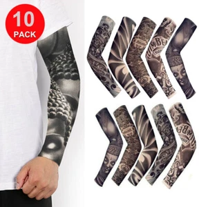 10 Pcs Tattoo Cooling Arm Sleeves Cover Golf Basketball Sport UV Sun Protection - Picture 1 of 12