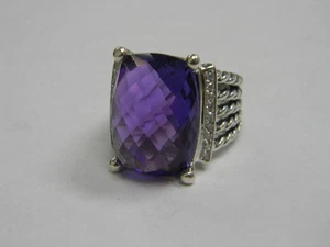 David Yurman Wheaton Ring with Amethyst and Diamonds 20x15mm - Picture 1 of 5