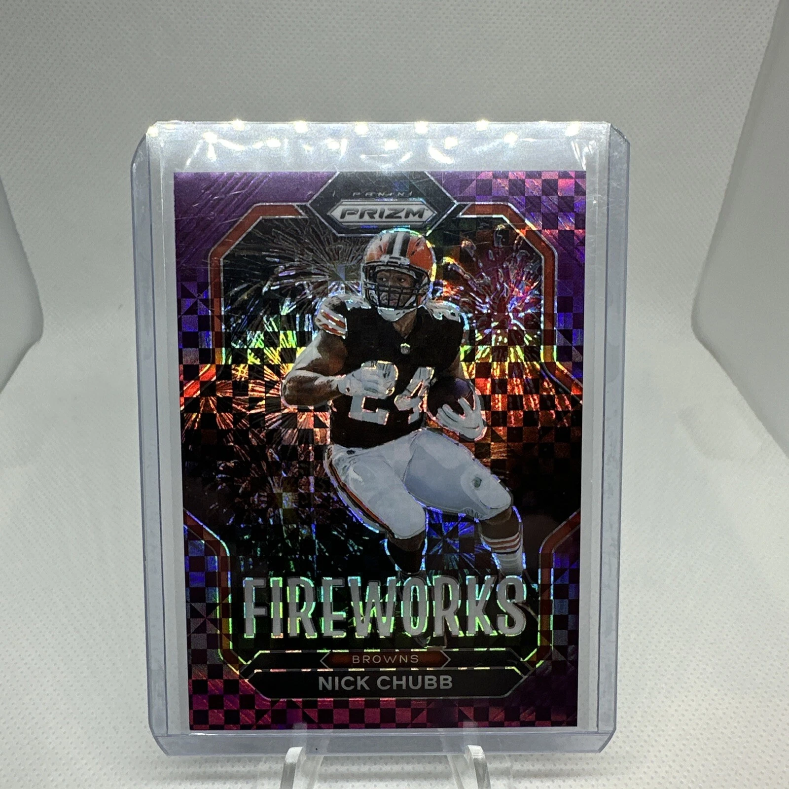 2022 Prizm Fireworks Purple Power Nick Chubb /49 #F-12 Cleveland Browns Rare